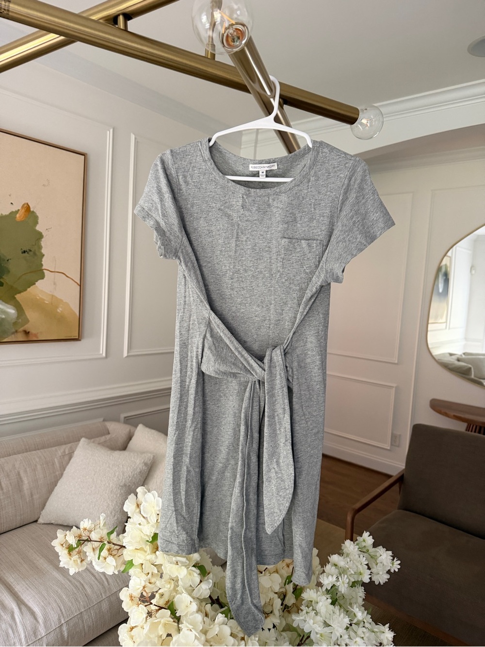 Rebecca Minkoff Heather Gray Tie-Waist Mini Dress